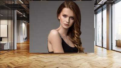 Portrait of natural young female model Wall mural