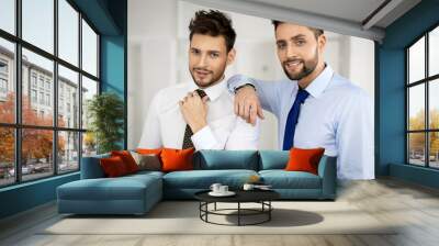 Two men fashion models posing Wall mural