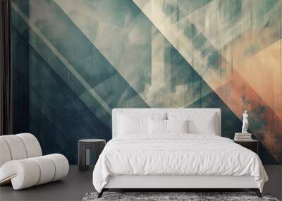 a minimalist abstract background with grey diagonal plane nested together Wall mural