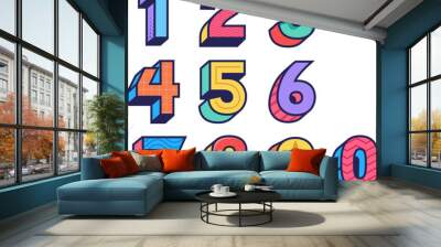 Set of colorful numbers in 3d playful and fun style Wall mural