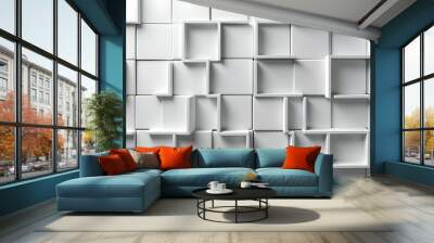  Three dimensional white square texture  Wall mural