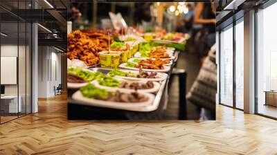 Fried Chicken Stall In Thai Market Wall mural