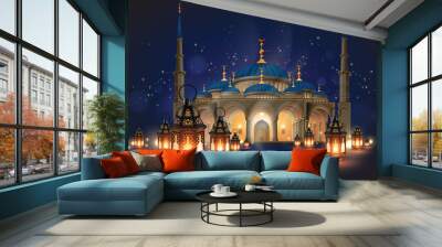 Muslim feast of the holy month of Ramadan.  3D vector. High detailed realistic illustration Wall mural