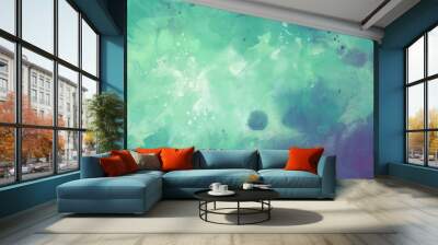 Cool Blue, Green, Aqua, Teal Watercolor Grunge Gradient Paint Texture Wall mural