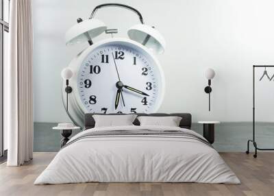 Alarm clock face beginning of time 06.18 on white background, Copy space for your text, Time concept. Wall mural