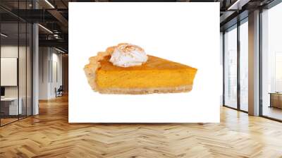 Slice of pumpkin pie isolated on white background Wall mural