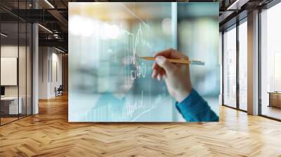  Businessman writing on a transparent digital board, innovation and planning Wall mural