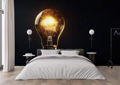 Creative Concept of a Glowing Light Bulb Wall mural