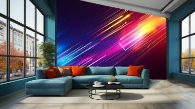 Abstract modern hight speed light arrow line technology effect. Modern abstract high speed motion. Colorful dynamic motion on a dark background.  Wall mural