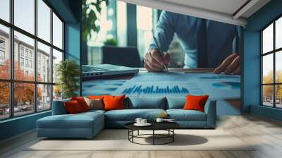 Businessman working with data digital marketing KPI sale report. Wall mural