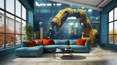 heavy automation robot arm machine in smart factory industrial,Industry 5.0 concept image. Wall mural