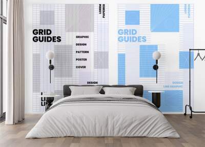 grid line graphic poster design horizontal vertical lines graph paper cross square checked stripe lines layout editorial concept template note minimal simple background abstract line pattern book Wall mural