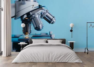 Powerful scientific laboratory microscope with multiple lenses. Wall mural