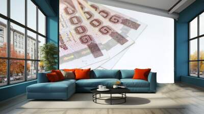 Thai currency in background and isolated, Thai bath cash Wall mural