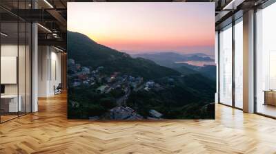 A Landscape panorama view of ocean and mountain with the beautiful sky. T Wall mural