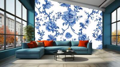 blue porcelain seamless flowers pattern Wall mural