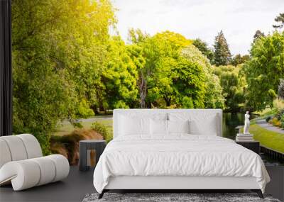 View of the river in Christchurch Botanic garden. Wall mural