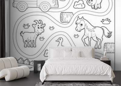 Activity sheet farm animals 2 Wall mural