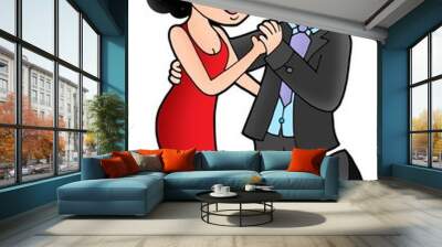 Cartoon dancing couple Wall mural