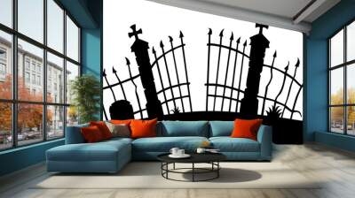 Cemetery gate silhouette theme 1 Wall mural