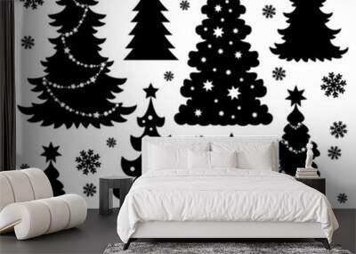 christmas tree silhouette theme 1 Wall mural