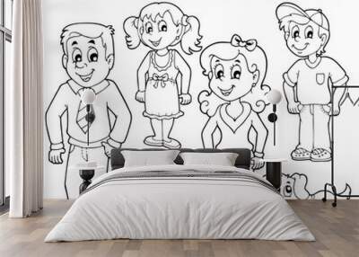 Coloring book family collection 1 Wall mural