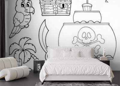 Coloring book pirate thematics 2 Wall mural