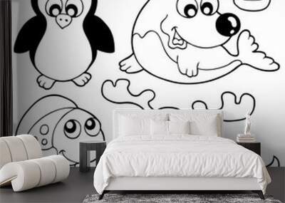 coloring book winter topic 2 Wall mural