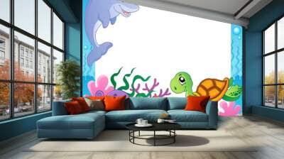 Frame with underwater animals 1 Wall mural