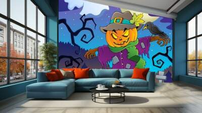 Halloween scarecrow theme image 2 Wall mural