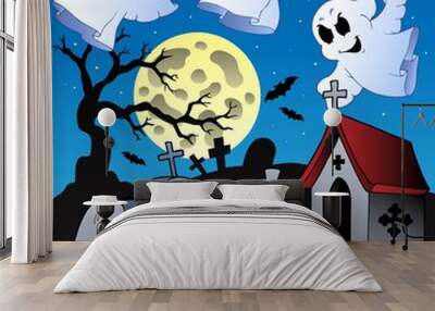 Halloween scenery with cemetery 2 Wall mural