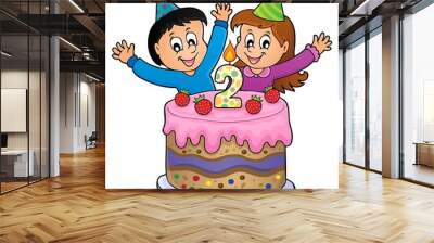 happy birthday image for 2 years old Wall mural