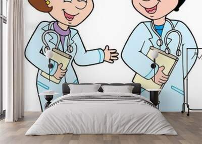 Two cartoon doctors Wall mural