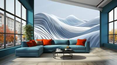 Abstract White Wavy Landscape Wall mural