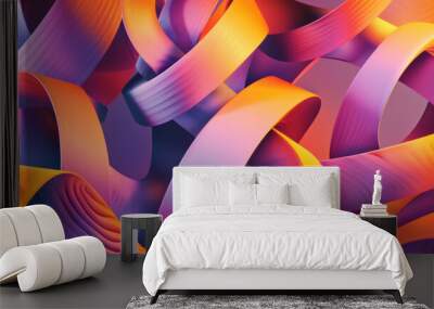 3d abstract background with smooth flowing ribbons in vibrant hues Wall mural