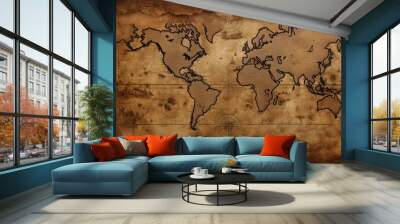 old world map on old paper,grungy,vintage  Wall mural