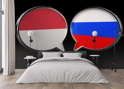 Monaco and Russia flags with Speech Bubbles. 3D illustration Wall mural