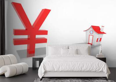 Yen Real Estate Balance Illustration Design Over a White Backgro Wall mural