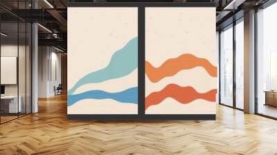 Geometric backgrounds with line wave patterns. Abstract template with mountains in Japanese style Wall mural