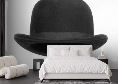 Black bowler hat isolated on white background. Wall mural