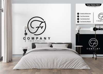 F Initial Handwriting logo template vector Wall mural