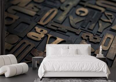 Letterpress alphabet Wall mural