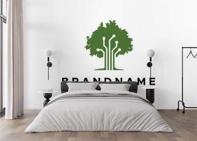 a graphic image on the theme of tree networks, on a white background. graphic vector base. Wall mural