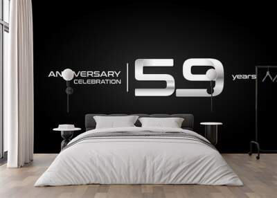 59 years anniversary celebration logo, white, isolated on white background Wall mural