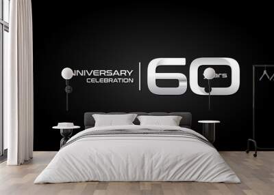 60 years anniversary celebration logo, white, isolated on white background Wall mural