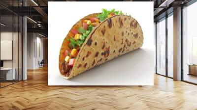 A soft taco, Mexican food element, realistic 3D render, isolated on white background Wall mural