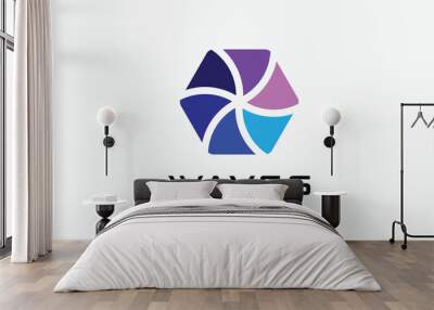 Creative design hexagon element colorful logo vector art design harmony modern style networking partnership corporate concept Wall mural