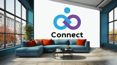 Infinity chain logo vector link connection technology strong team networking cooperation business Wall mural