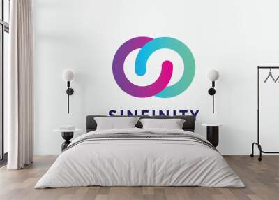 Infinity circle chain logo vector link connection technology Wall mural