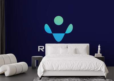 Robotic logo vector electronic human technology concept artificial modern design robot system engineer machine circuit cyberspace icon networking system innovation future Wall mural